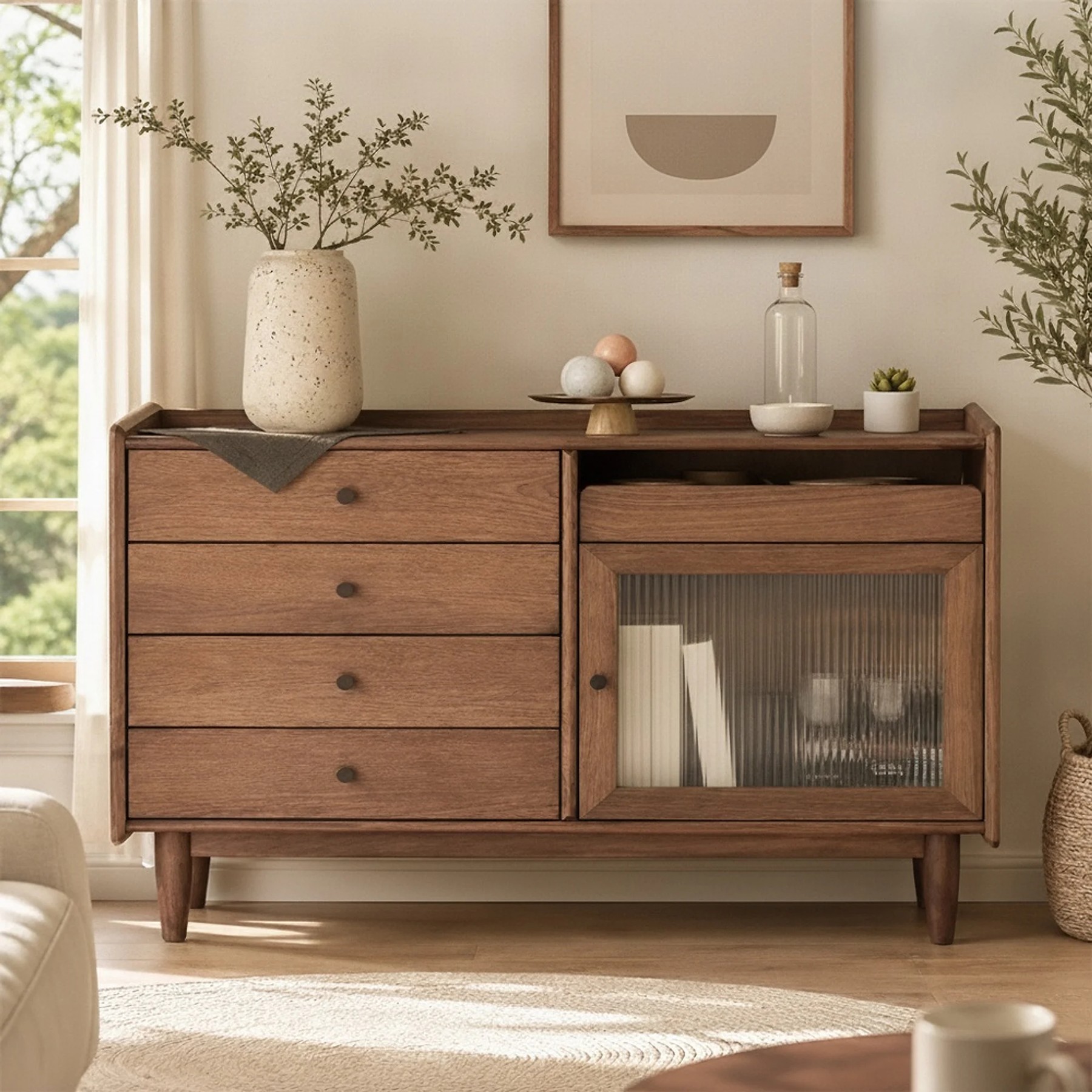 Minimalist Black Walnut Sideboard lifestyle 1