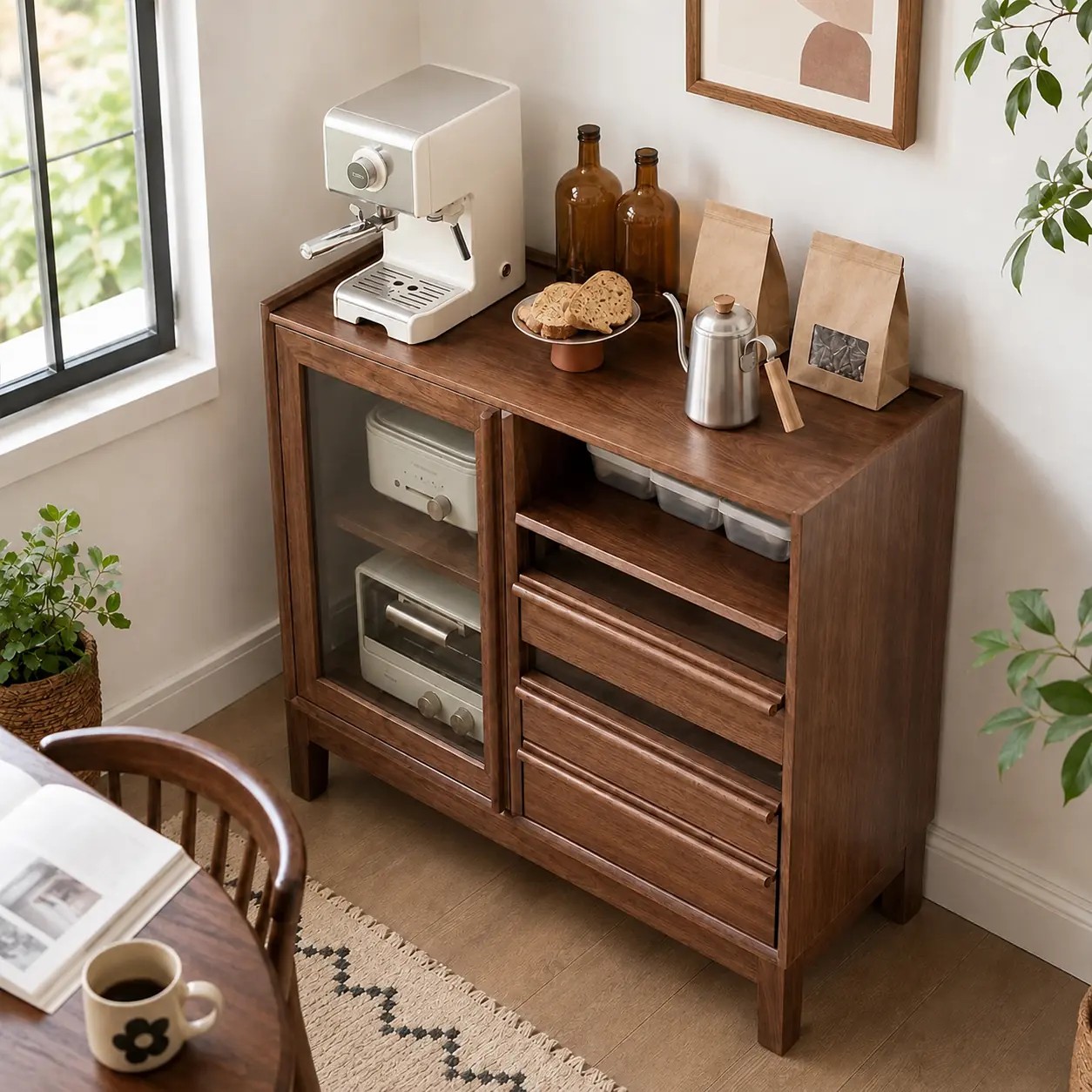 Black Walnut Sideboard with Glass Doors lifestyle 3