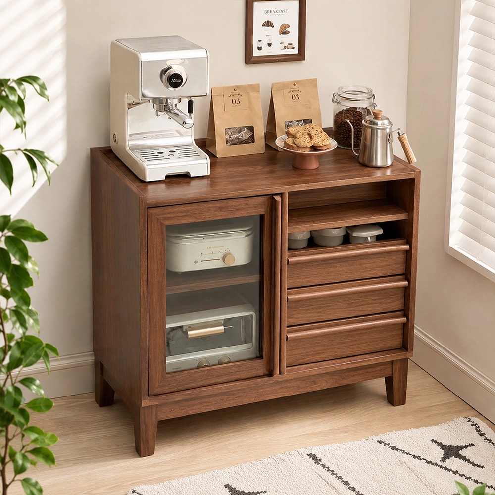 Black Walnut Sideboard with Glass Doors lifestyle 2