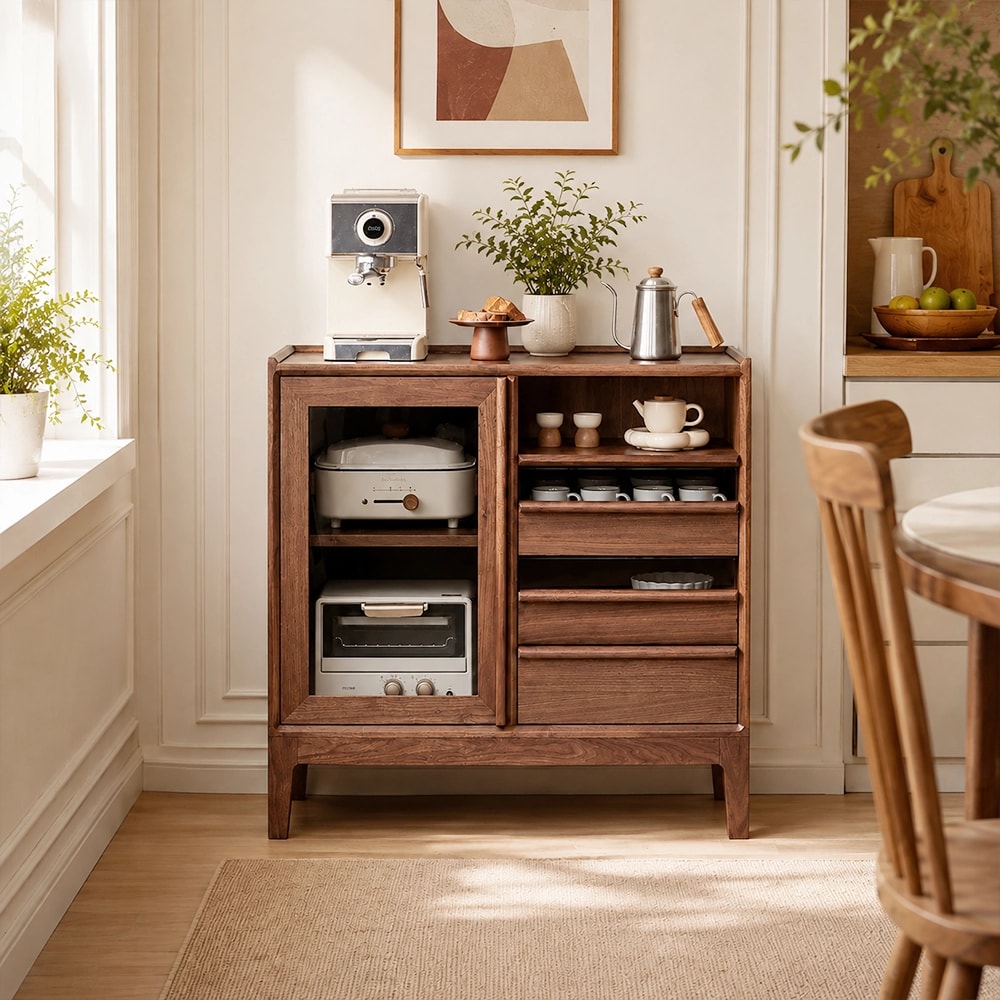 Black Walnut Sideboard with Glass Doors lifestyle 1