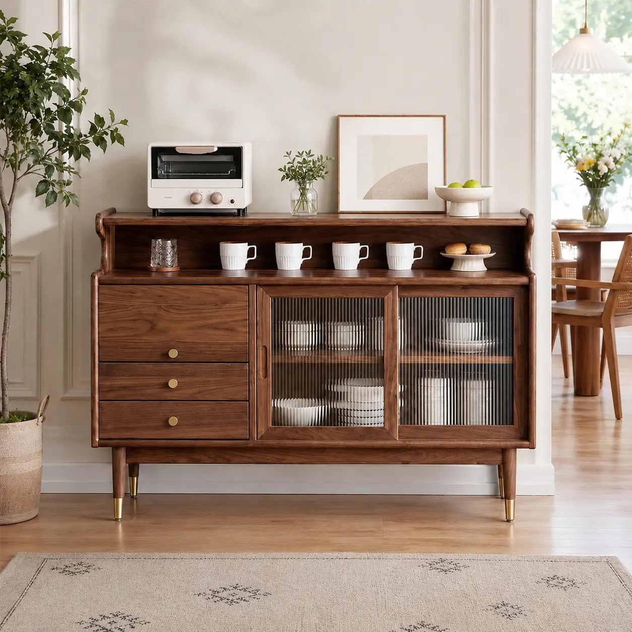 Solid Wood Changhong Glass Sideboard lifestyle 1