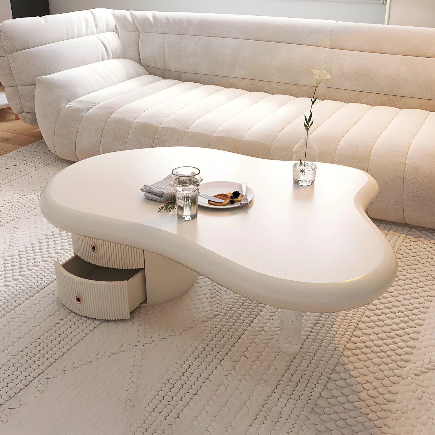 Free Form Coffee Table with Acrylic Legs lifestyle 1