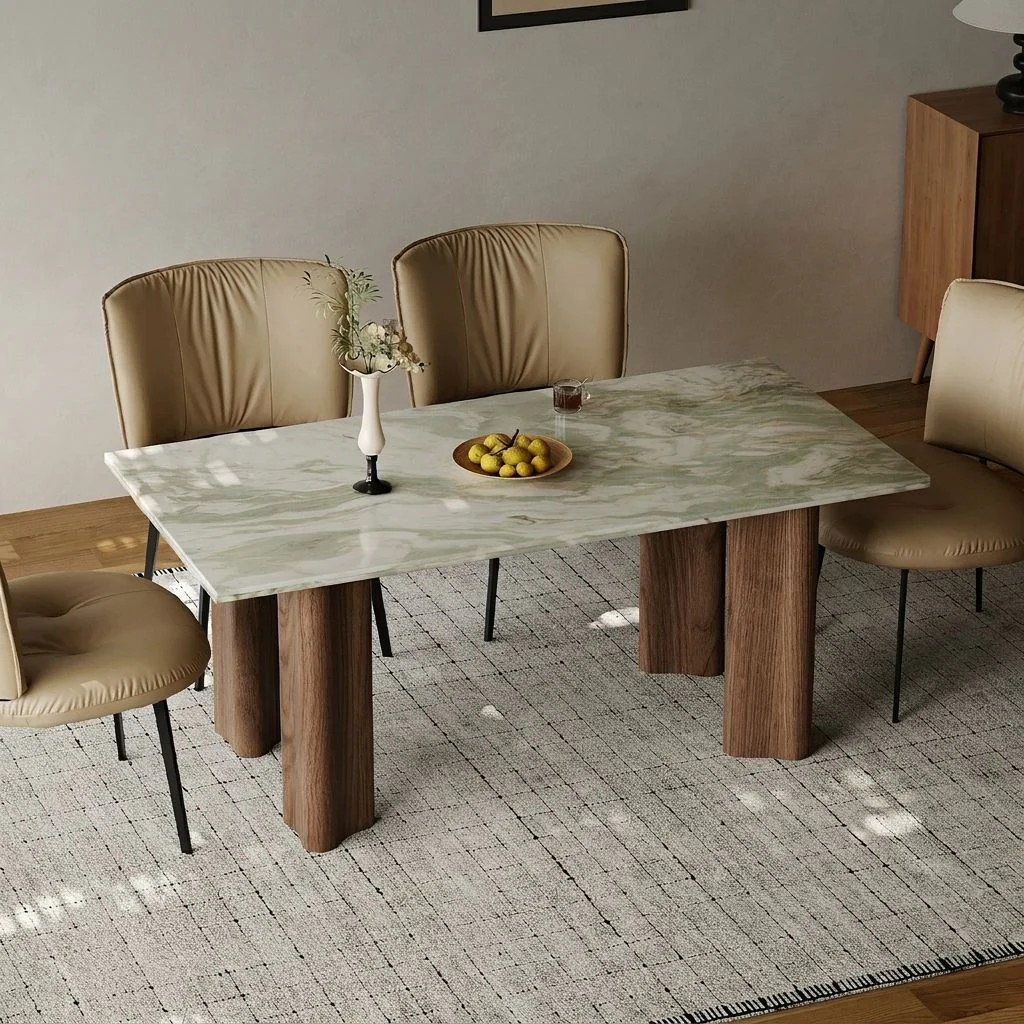 Two-Tone Jade Marble Dining Table lifestyle 1