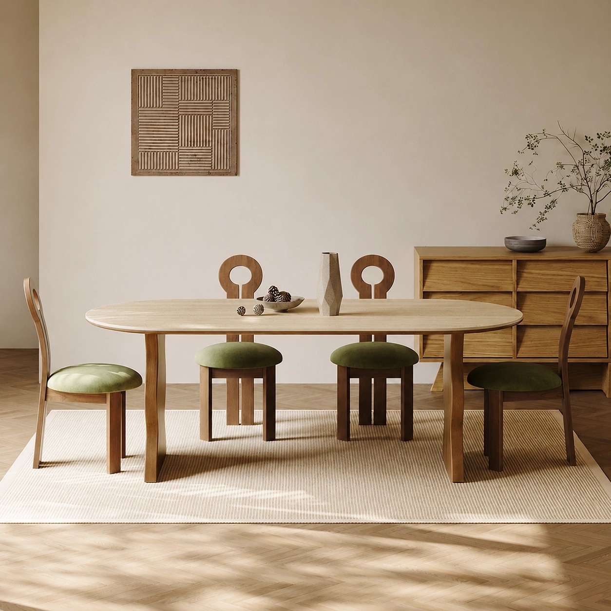 Travertine Ripple-Leg Dining Table lifestyle 3