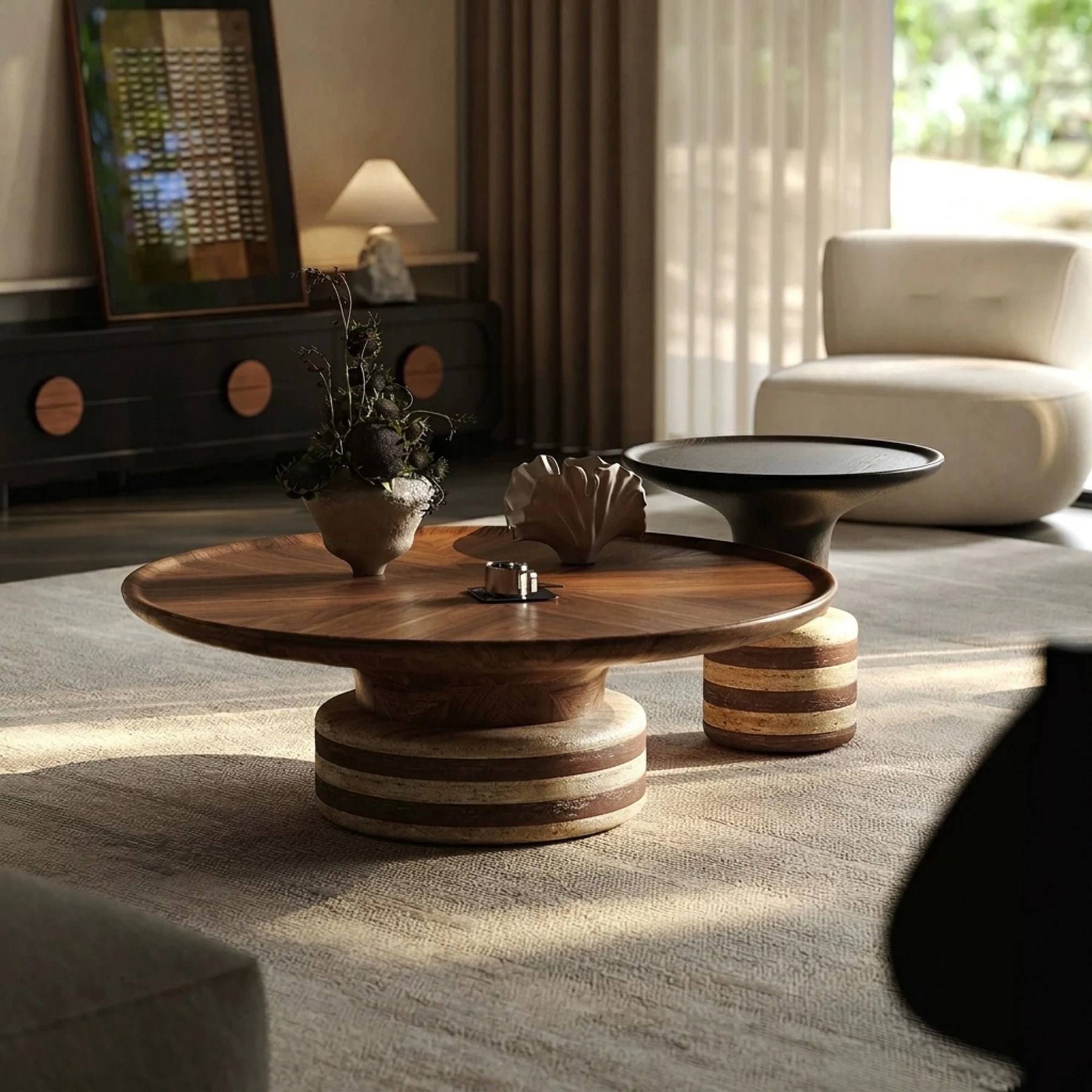 Travertine Coffee Table Set lifestyle 3