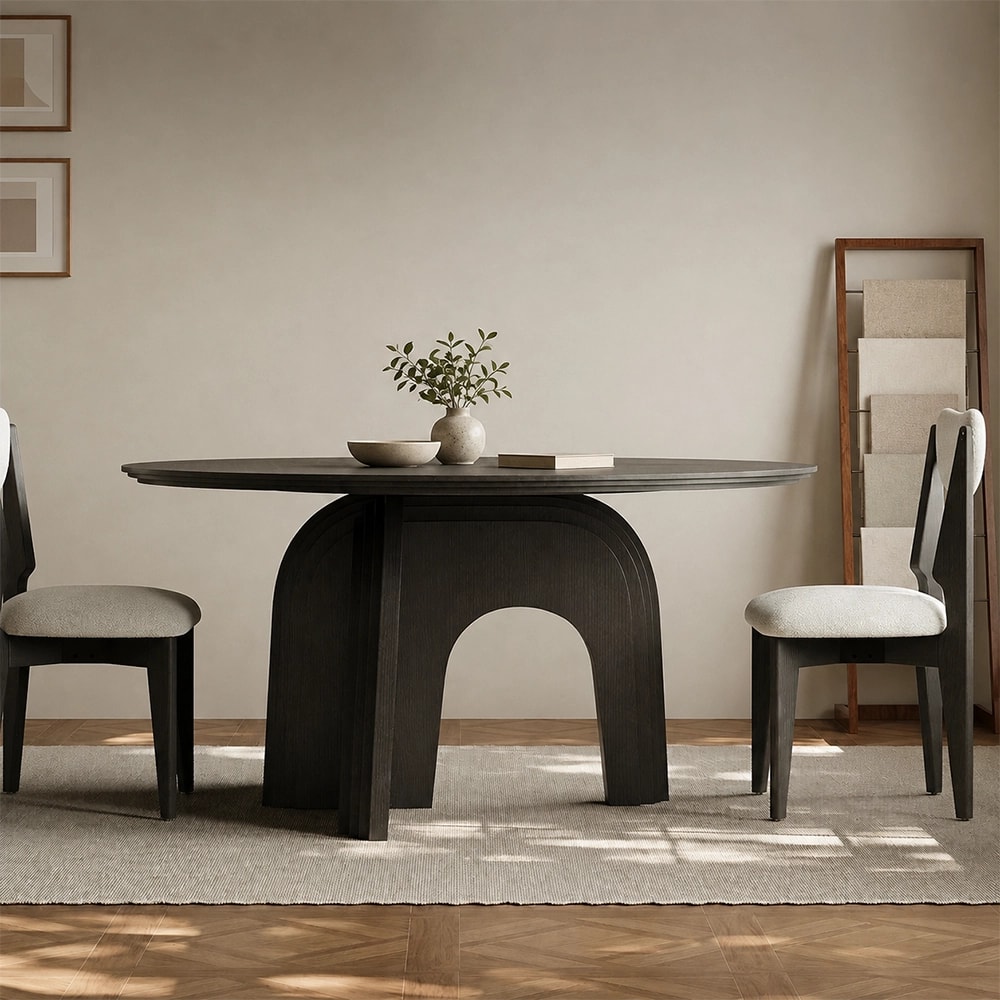 Round Oak Veneer Dining Table lifestyle 3