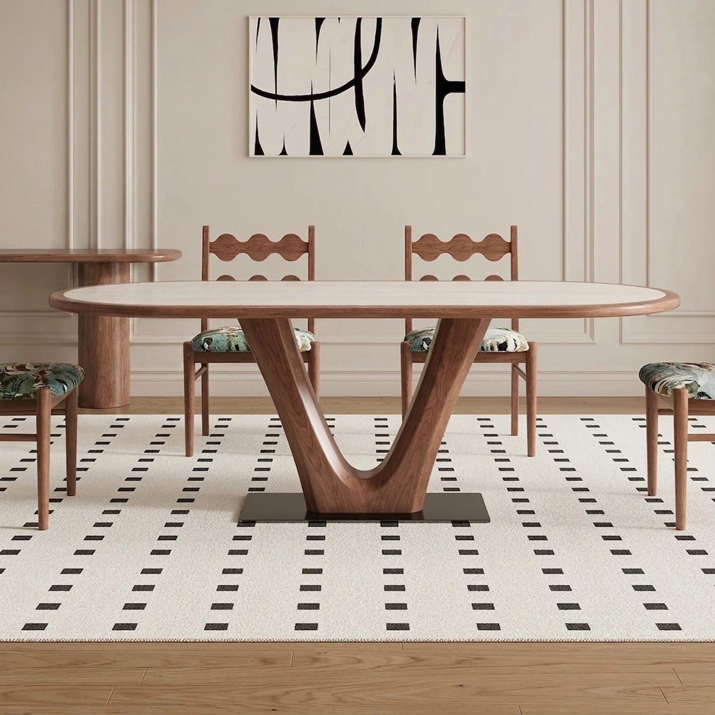 Creamy Modern Oval Dining Table lifestyle 2