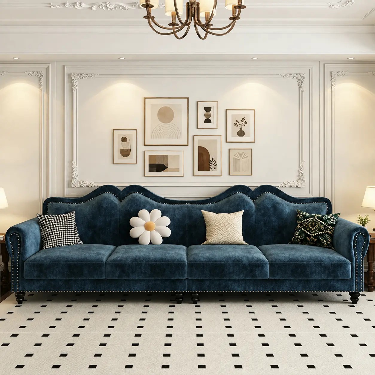 Vintage Chenille Straight Sofa lifestyle 3