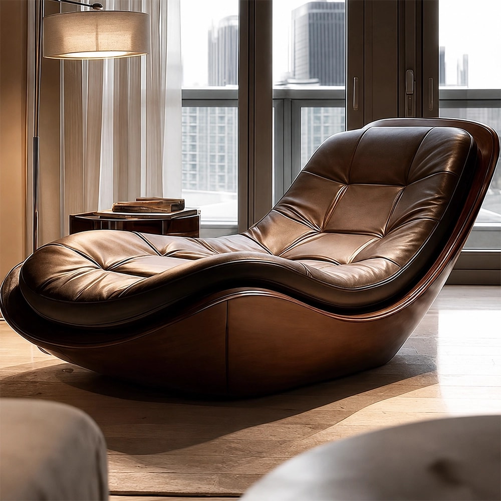 Italian Leather Chaise Lounge lifestyle 2