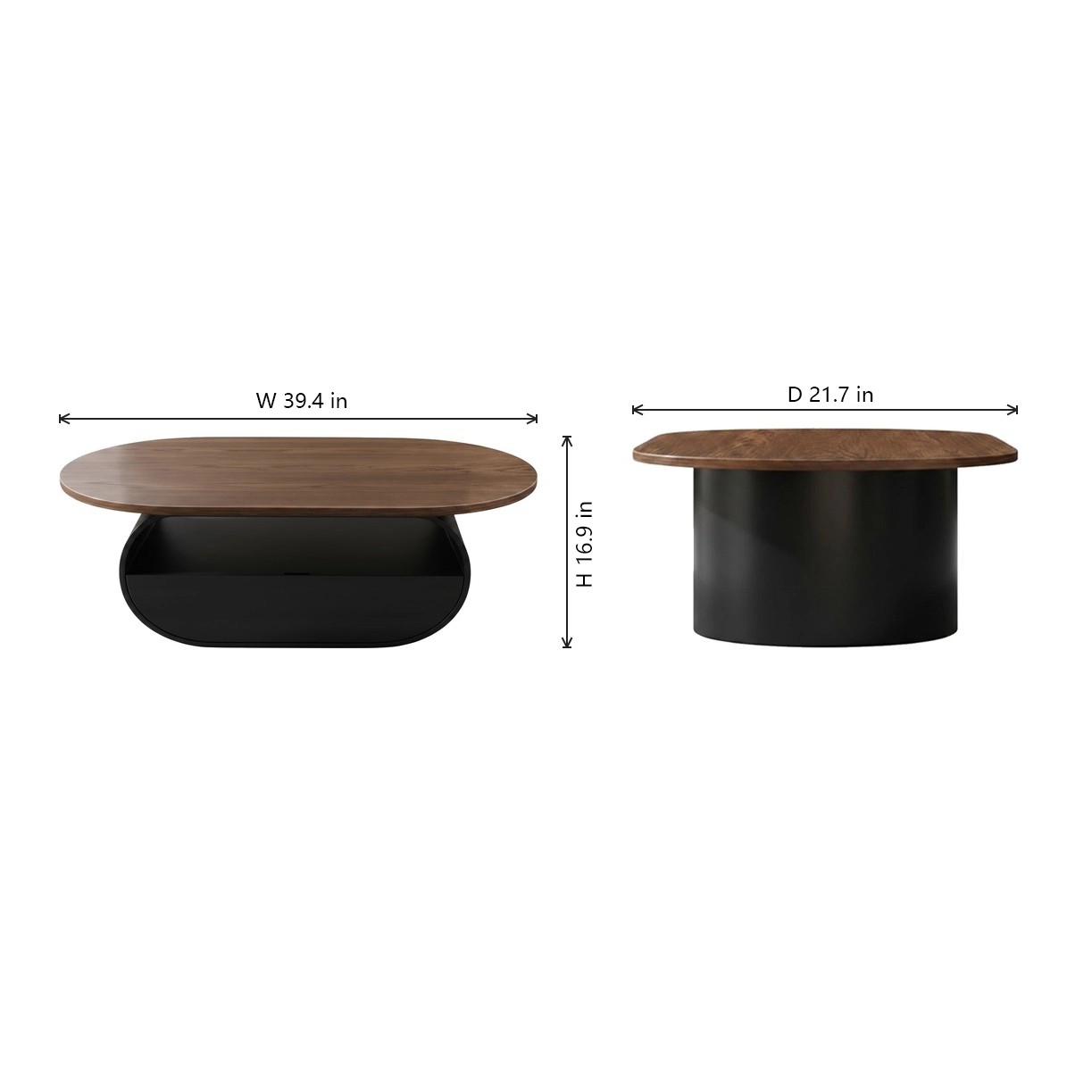 Retro Oval Coffee Table with Storage Drawer lifestyle 2