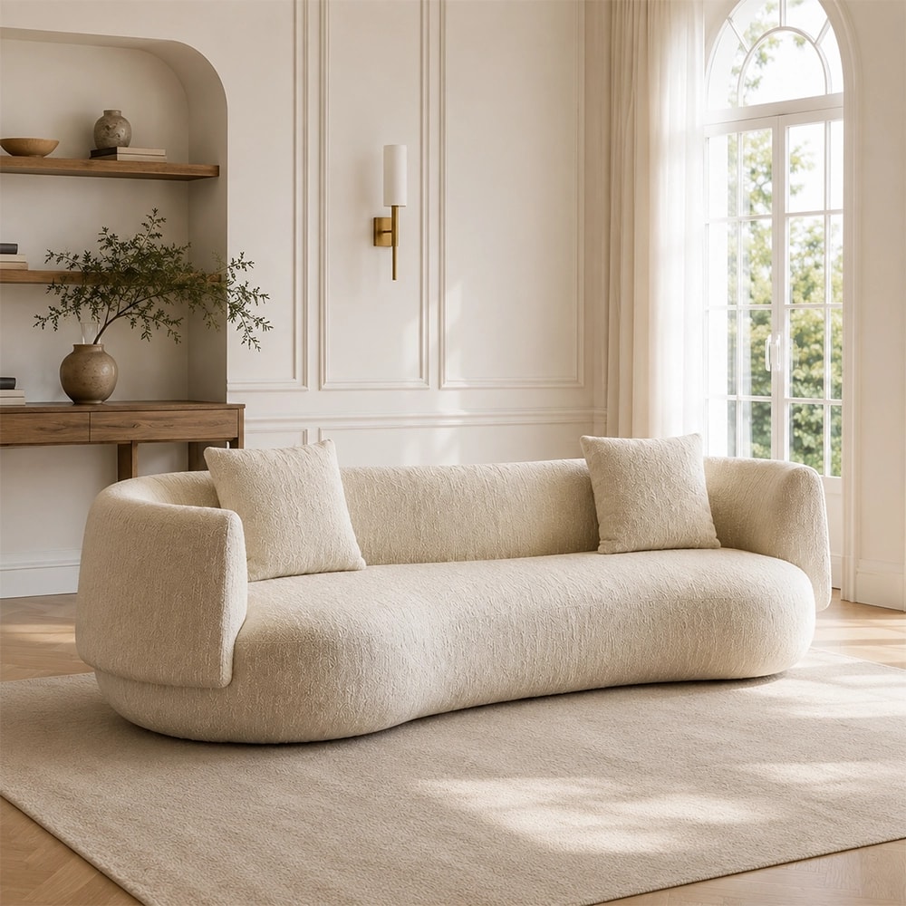 Curved Boucle Wool Sofa lifestyle 3