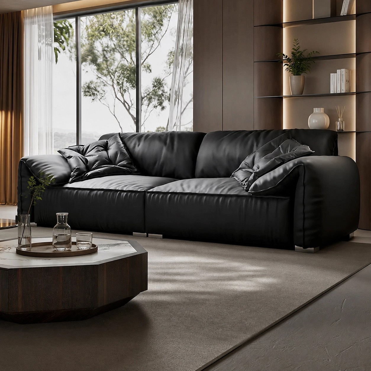 Sculptural Leather Sofa lifestyle 3