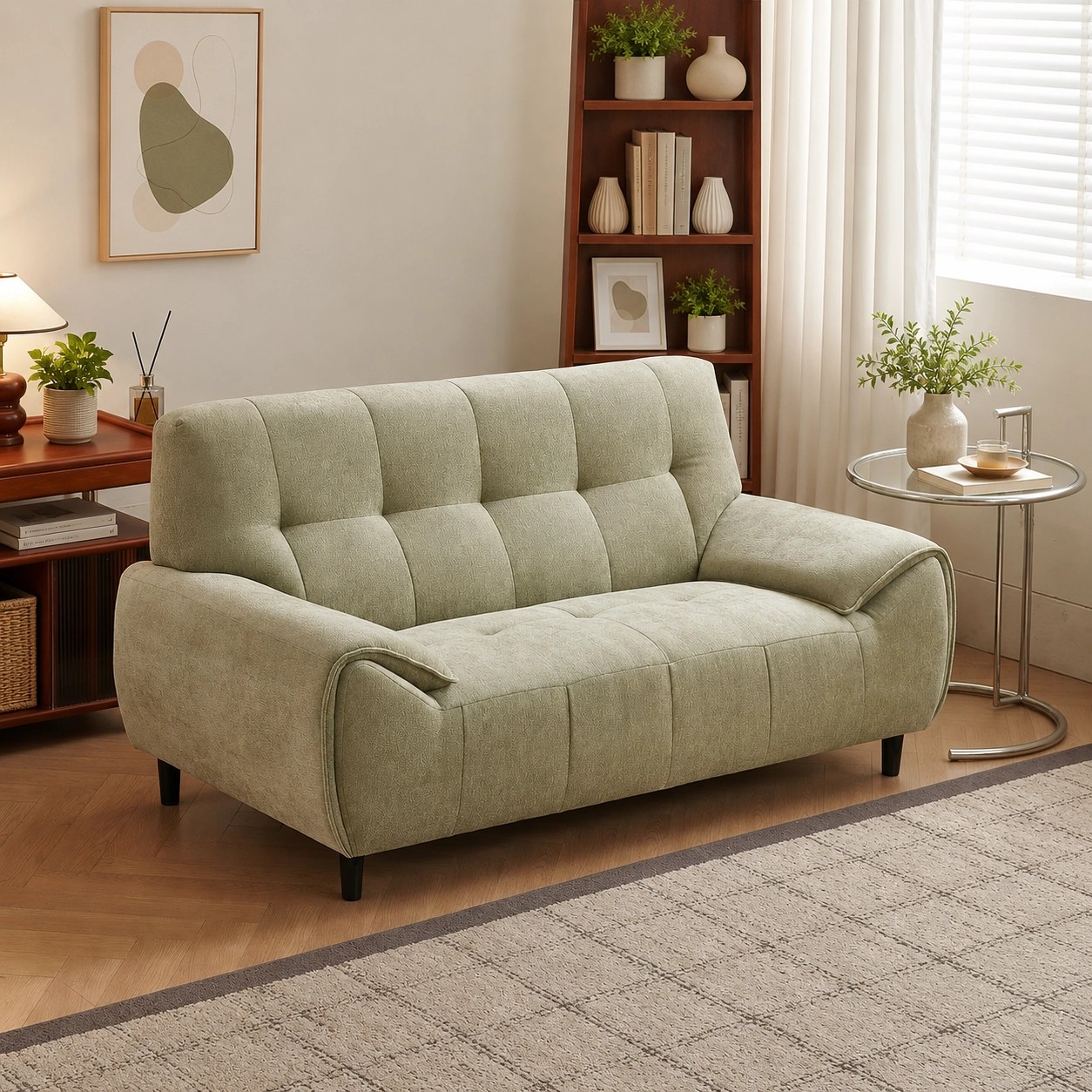 Retro Chenille Straight Sofa lifestyle 3