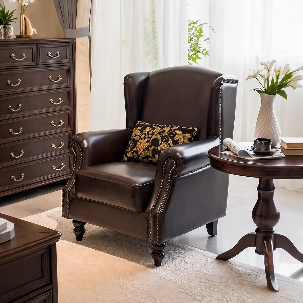 French Vintage High-Back Armchair lifestyle 3