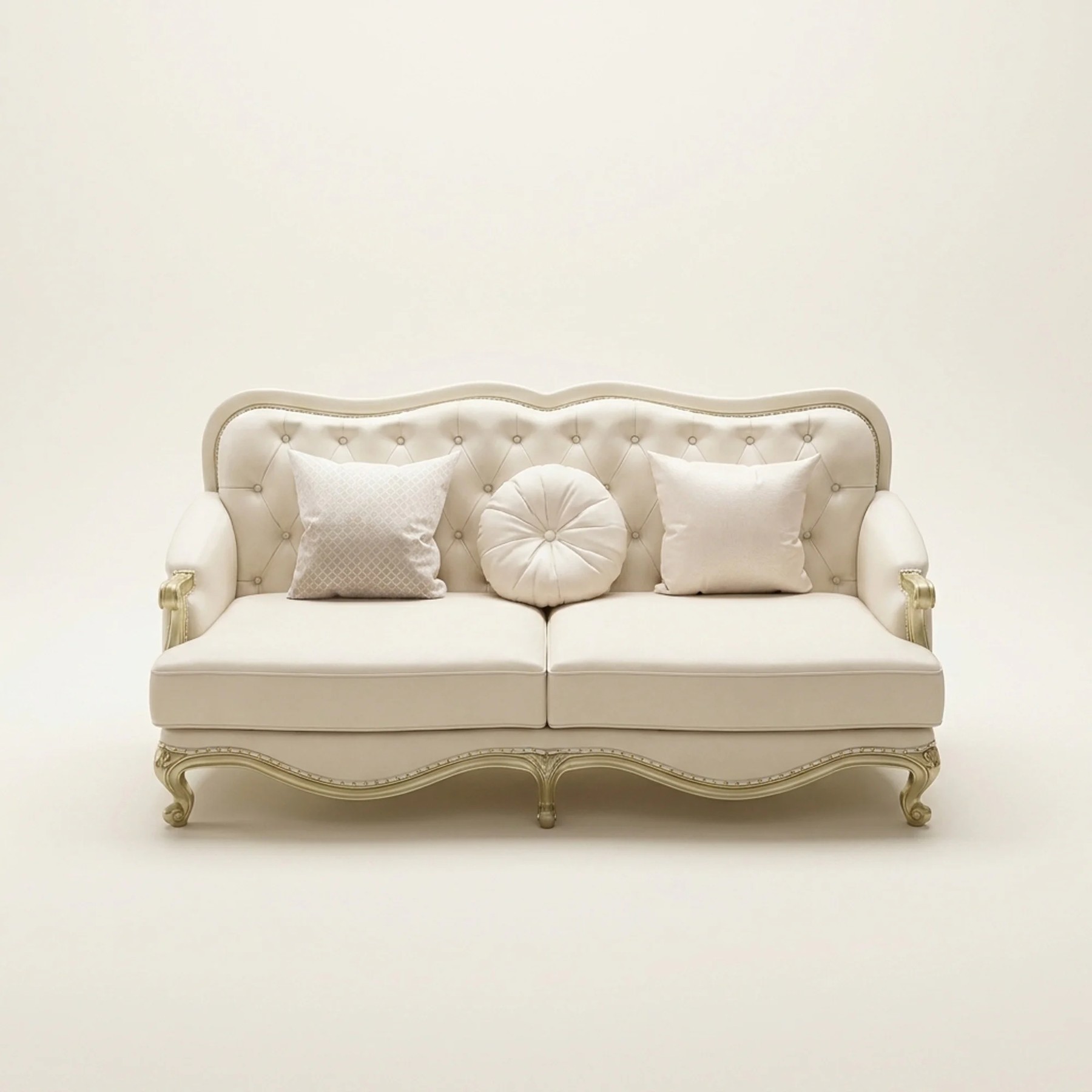 Carved Solid Wood Leather Sofa lifestyle 1