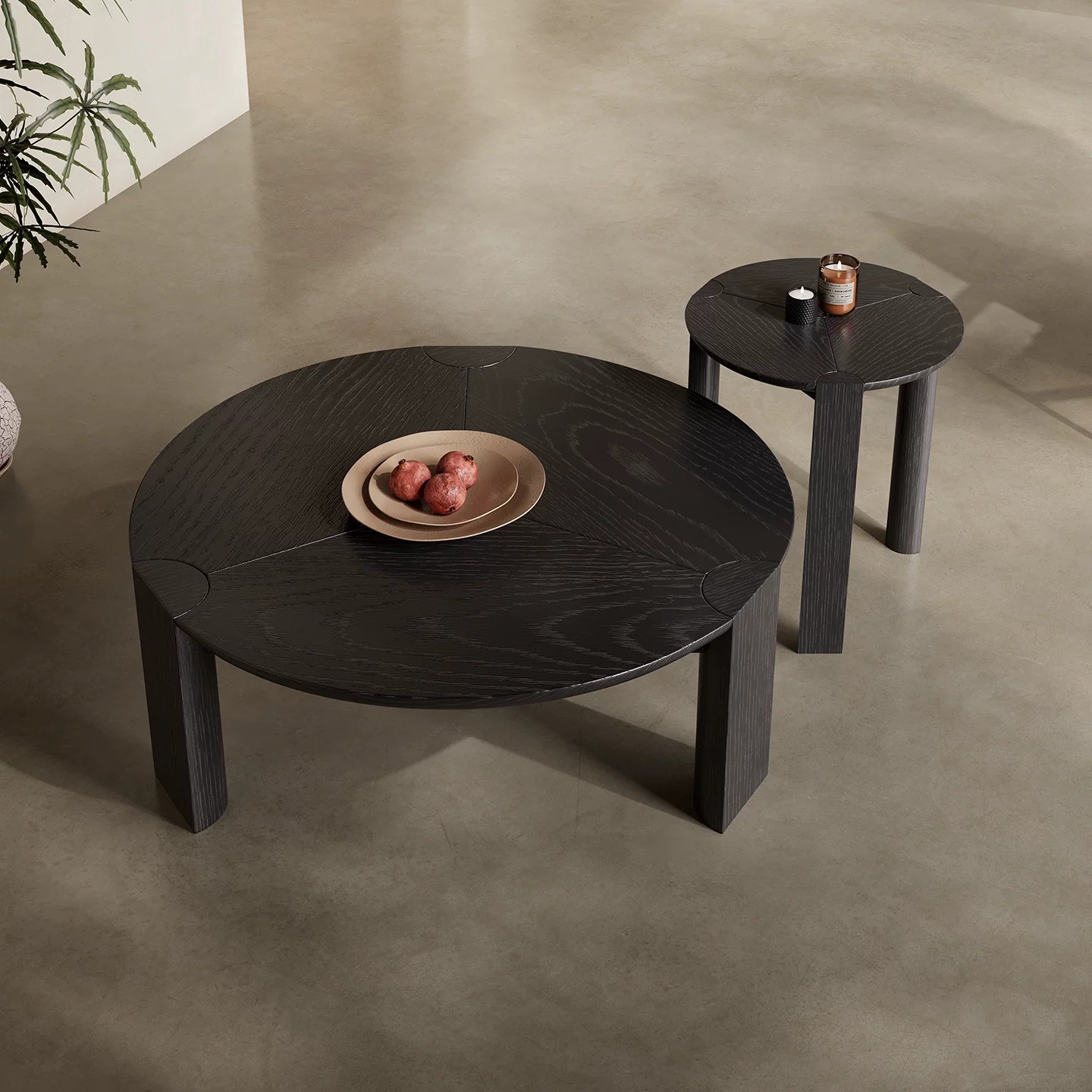 Round Solid Wood Wabi-sabi Coffee Table lifestyle 2