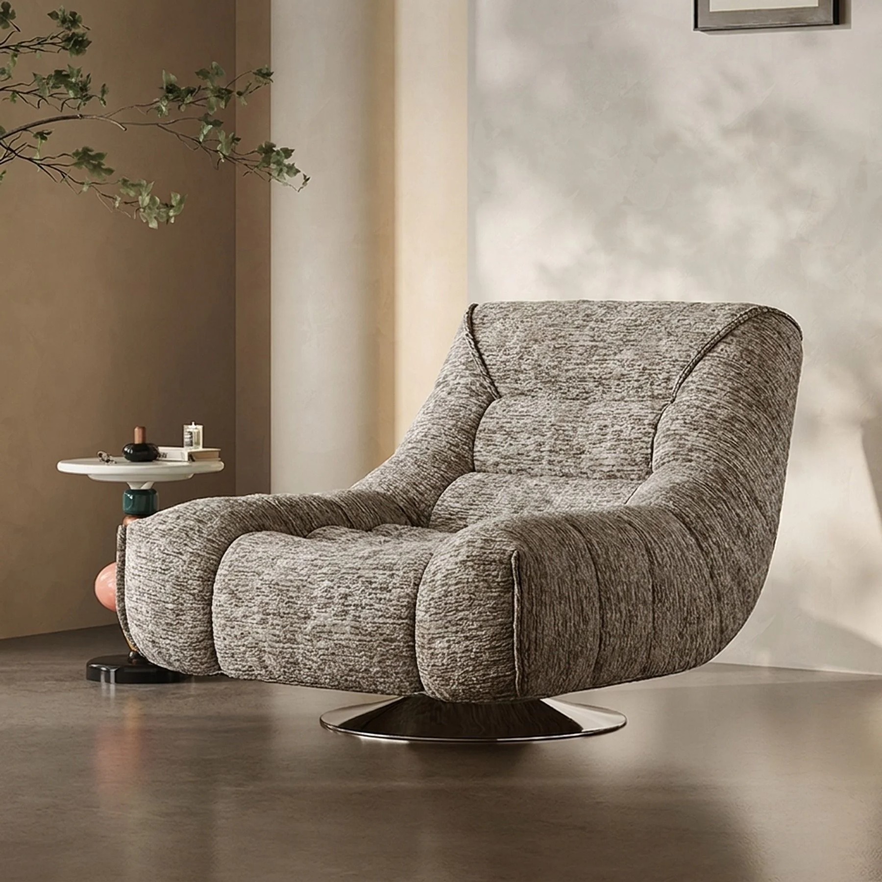 Swivel Velvet Reclining Sofa Chair lifestyle 2