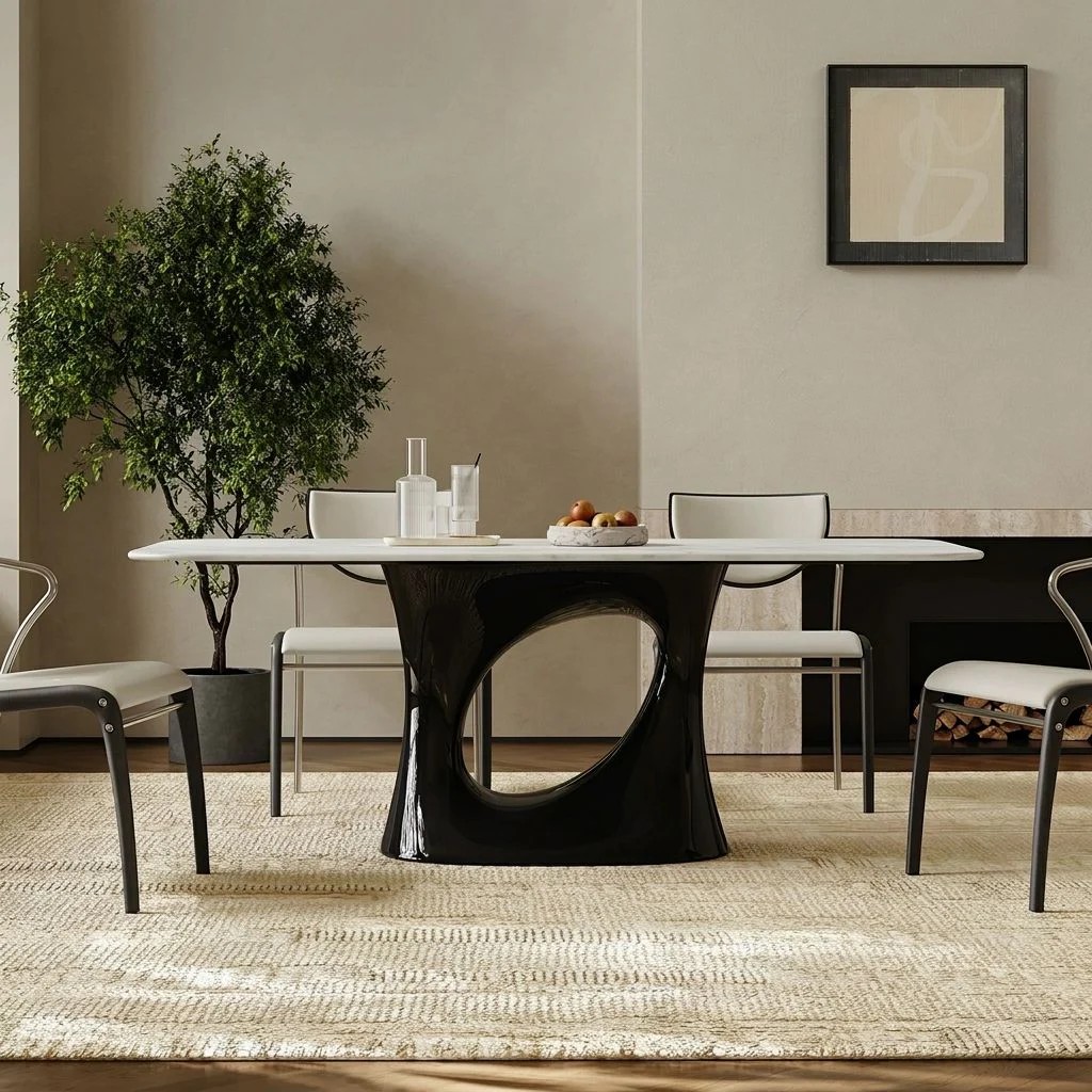 Sculptural Marble Top Dining Table lifestyle 2