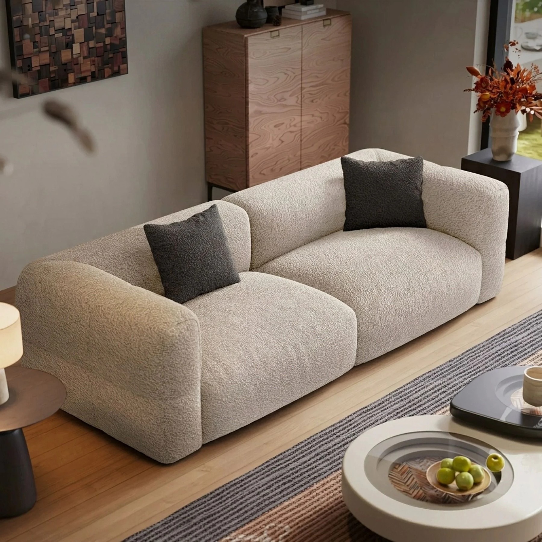 Sculptural Chenille Sofa lifestyle 3