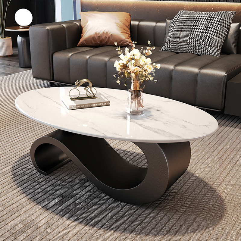 Elliptical Stone Top Coffee Table lifestyle 3