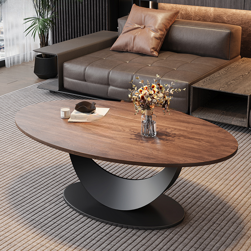Cocoa Oval Wood & Iron Coffee Table lifestyle 2