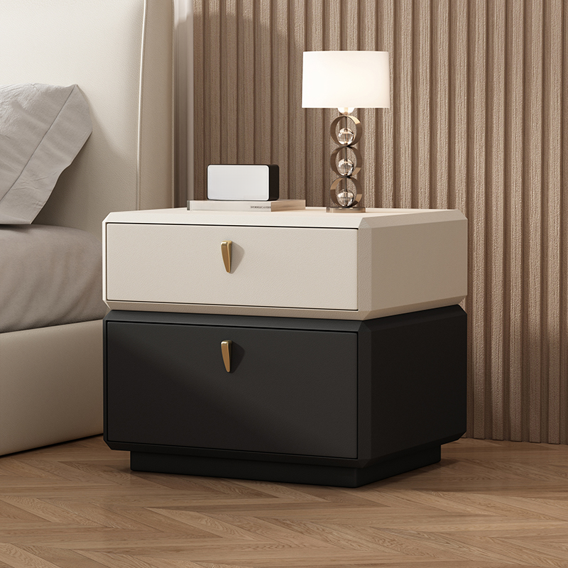 Two-Tiered Faux Leather Nightstand lifestyle 2