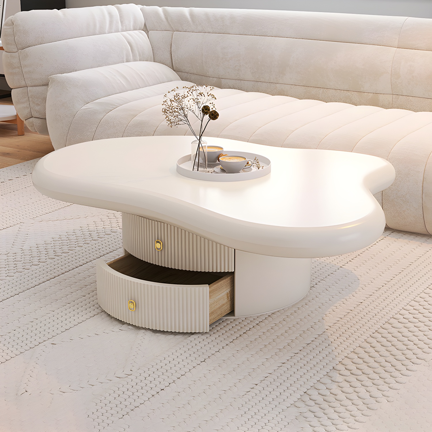 Free Form Coffee Table with Acrylic Legs lifestyle 3