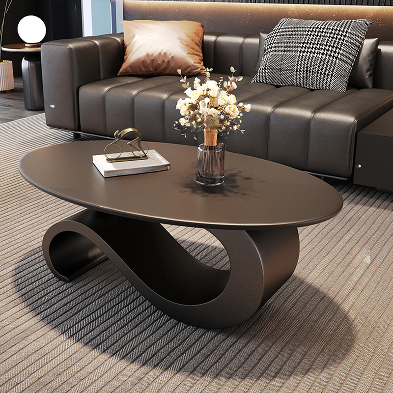 Elliptical Stone Top Coffee Table lifestyle 2