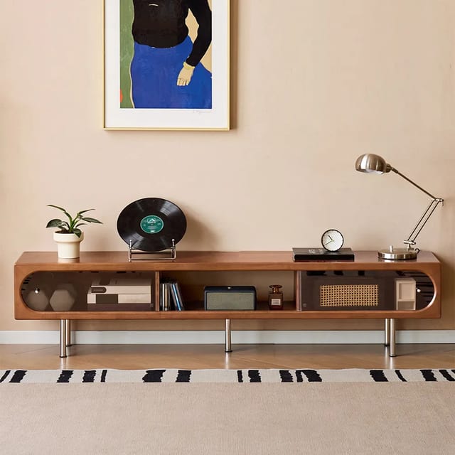 53" Mid-Century Modern TV Stand with Cabinets