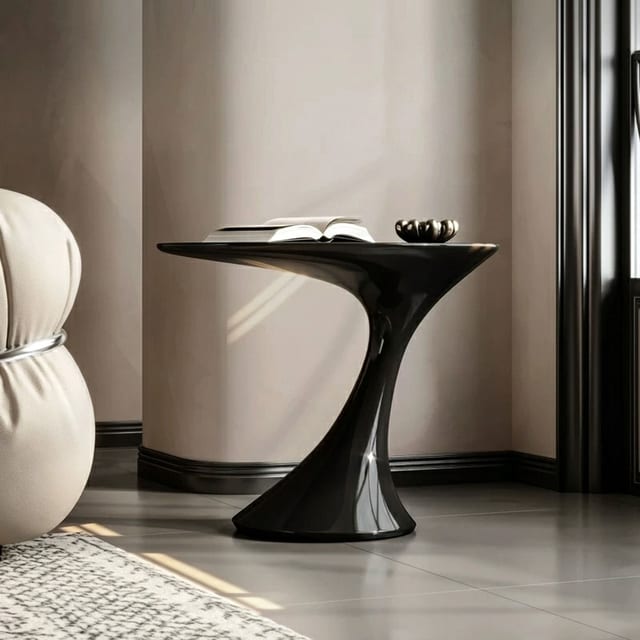 17.7" Contemporary Engineered Wood Round Side Table