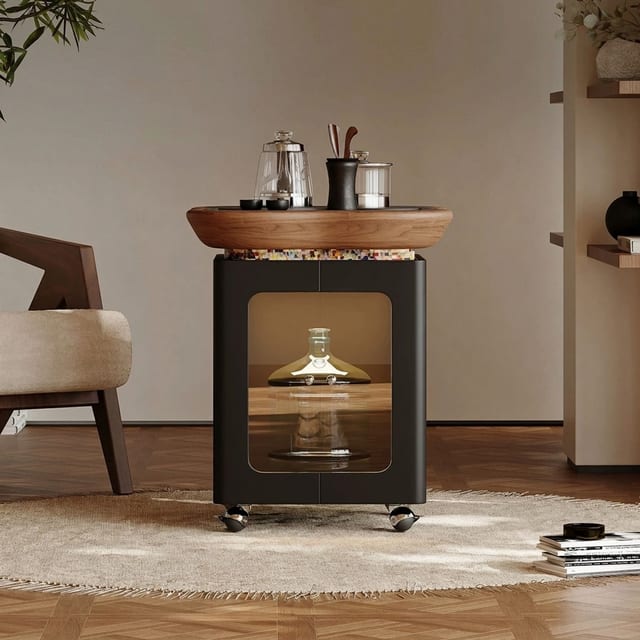 19.7" Modern Engineered Wood Round Side Table