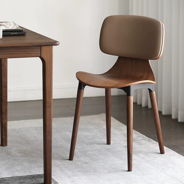 Mid-Century Modern Solid Wood Upholstered Dining Chair
