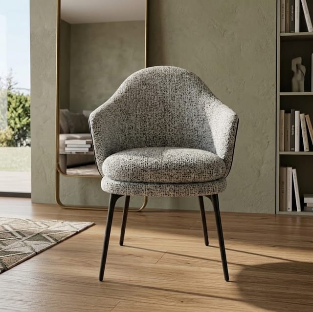 Modern Leather Dining Chair with Arms