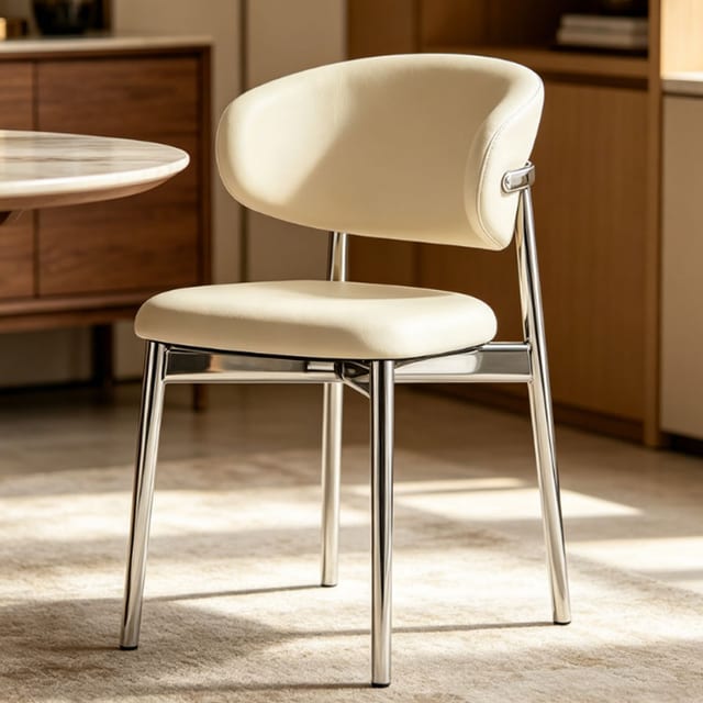 Modern Microfiber Leather Dining Chair with Curved Back