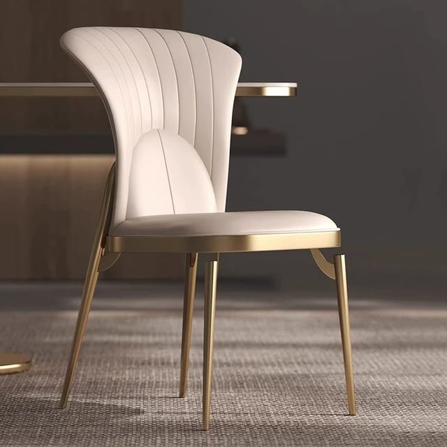 Luxury Microfiber Leather High-Back Dining Chair