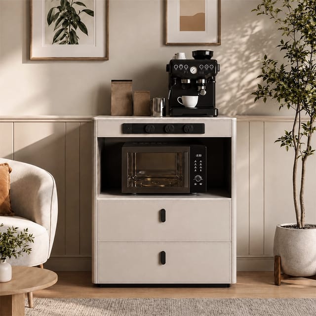 31.1" Minimalist Sintered Stone Coffee Cabinet with Drawers