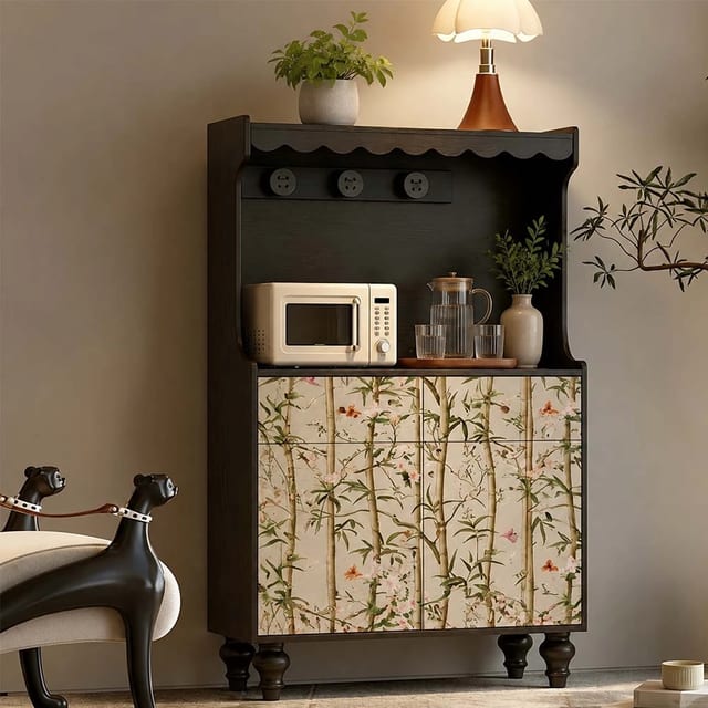 35.4" Contemporary Plywood Coffee Cabinet with Doors