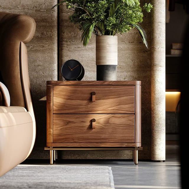 21.7" Contemporary Plywood Nightstand with Drawers