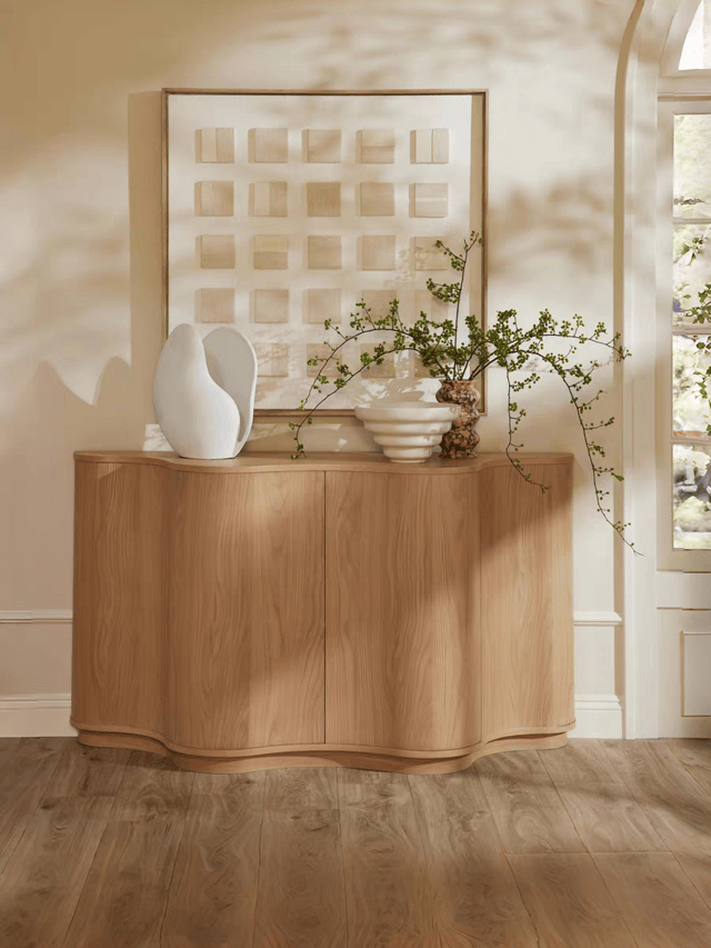 59.8" Contemporary Solid Wood Sideboard with Storage