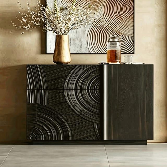 39.4" Contemporary Solid Wood Sideboard with Storage