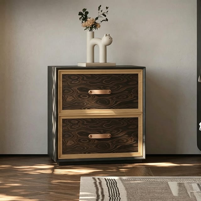 21.7" Contemporary Plywood Nightstand with Drawers