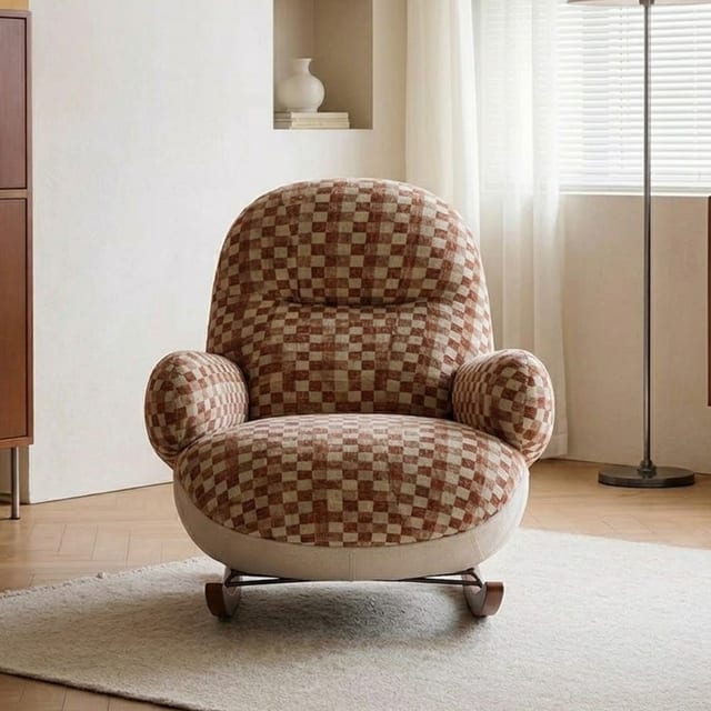 37" Contemporary Upholstered Fabric Rocking Lounge Chair