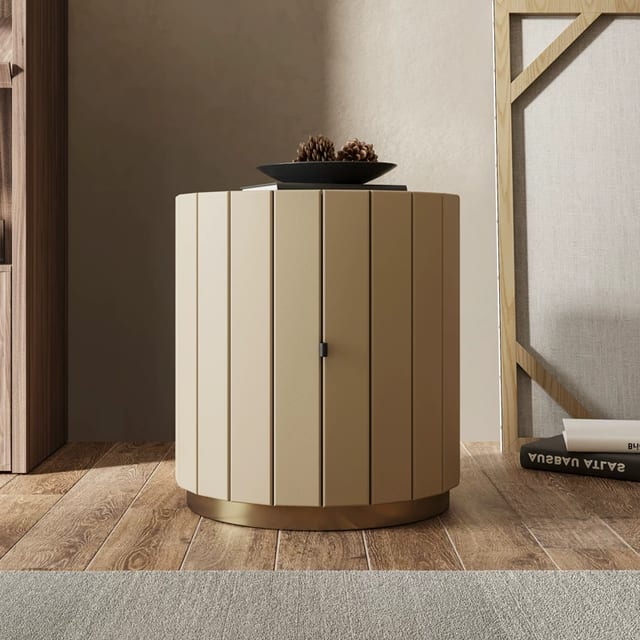16.5" Contemporary Solid Wood Nightstand with Fluted Design