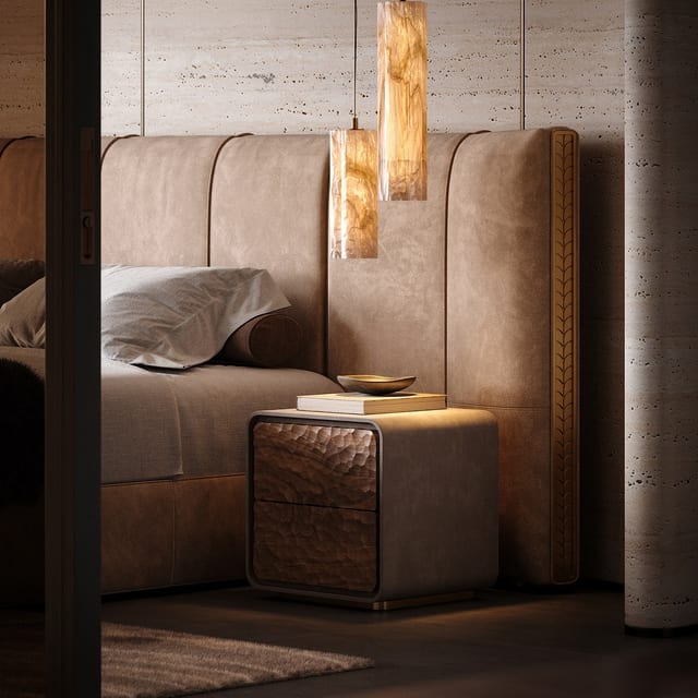 17.7" Contemporary Plywood Nightstand with Drawers