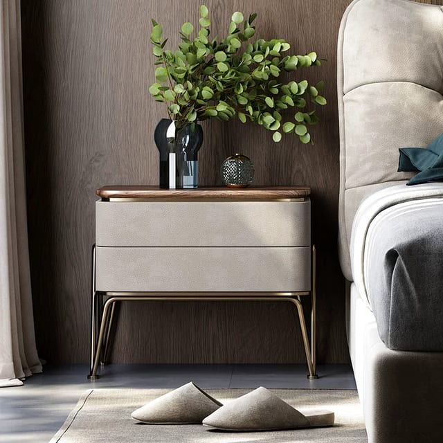 18.9" Luxury Solid Wood Nightstand with Drawers