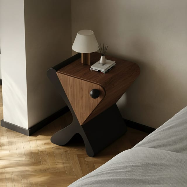 17.7" Contemporary Plywood Nightstand Small Space