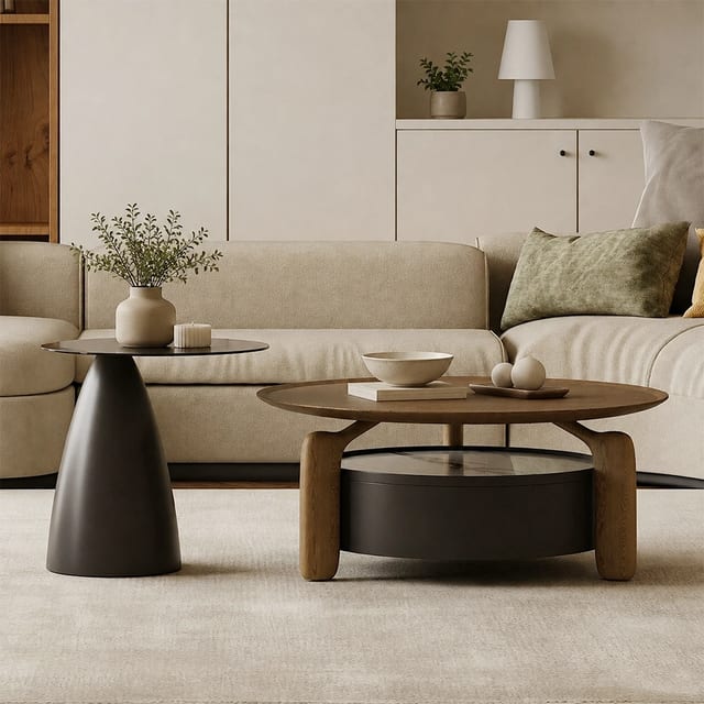 35.4" Contemporary Engineered Wood Round Coffee Table