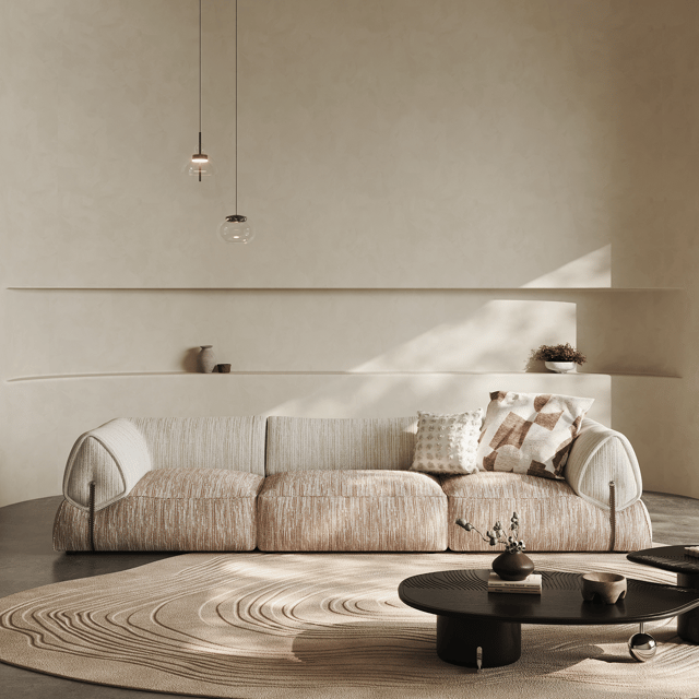 127.6" Contemporary Fabric Curved Sofa