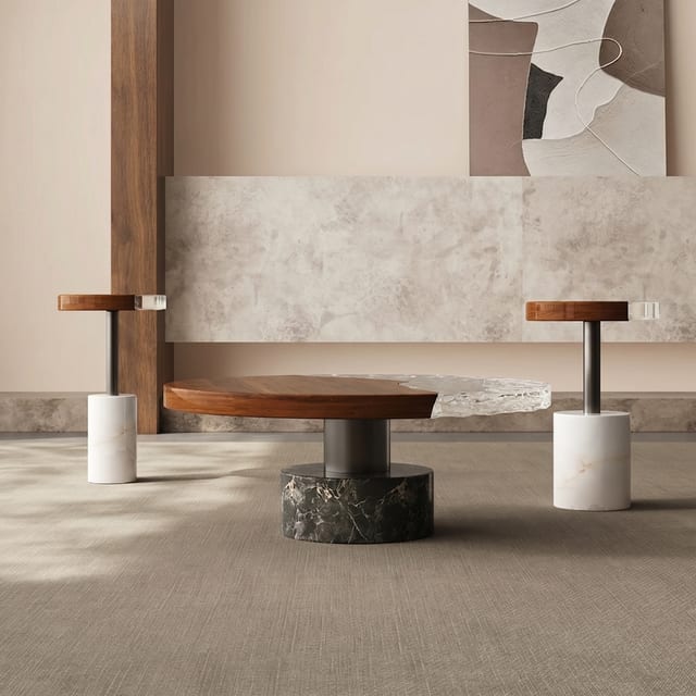 31.5" Contemporary Solid Wood Coffee Table Split Top