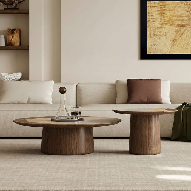 39.4" Japandi Engineered Wood Coffee Table Nesting